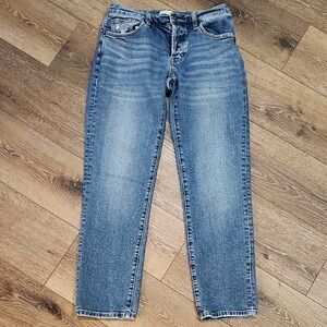 Oliver Logan Button Fly Womens Classic Blue Straight Leg Jeans Sz 26 Luxury Crop